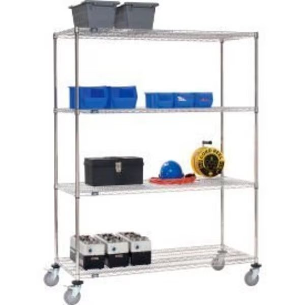 Nexel    Stainless Steel Wire Shelf Truck 54x18x69 1200 Lb. Cap. with Brakes, Global Equipment, Mfr#: 189446AB